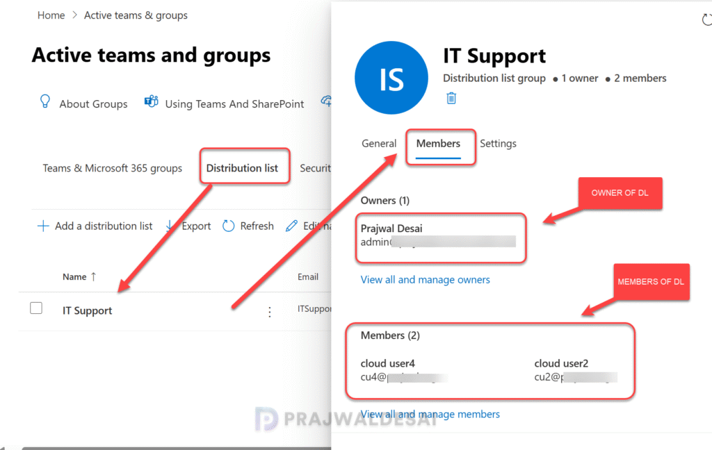 Find Owners of a Distribution List in M365 Admin Center