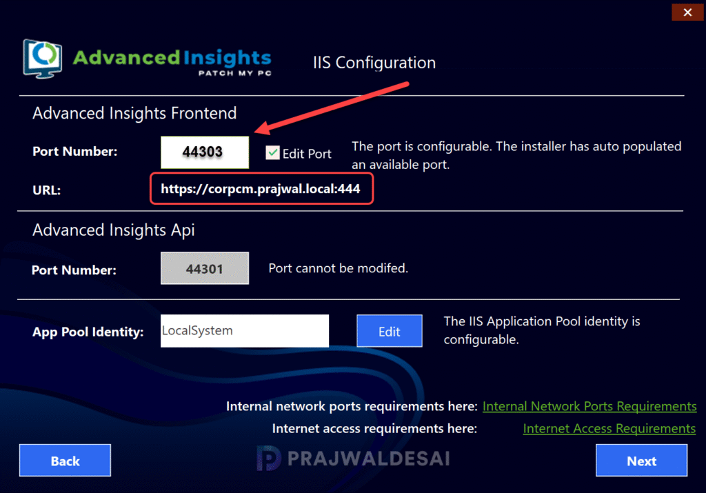Modify SSL Port for Advanced Insights