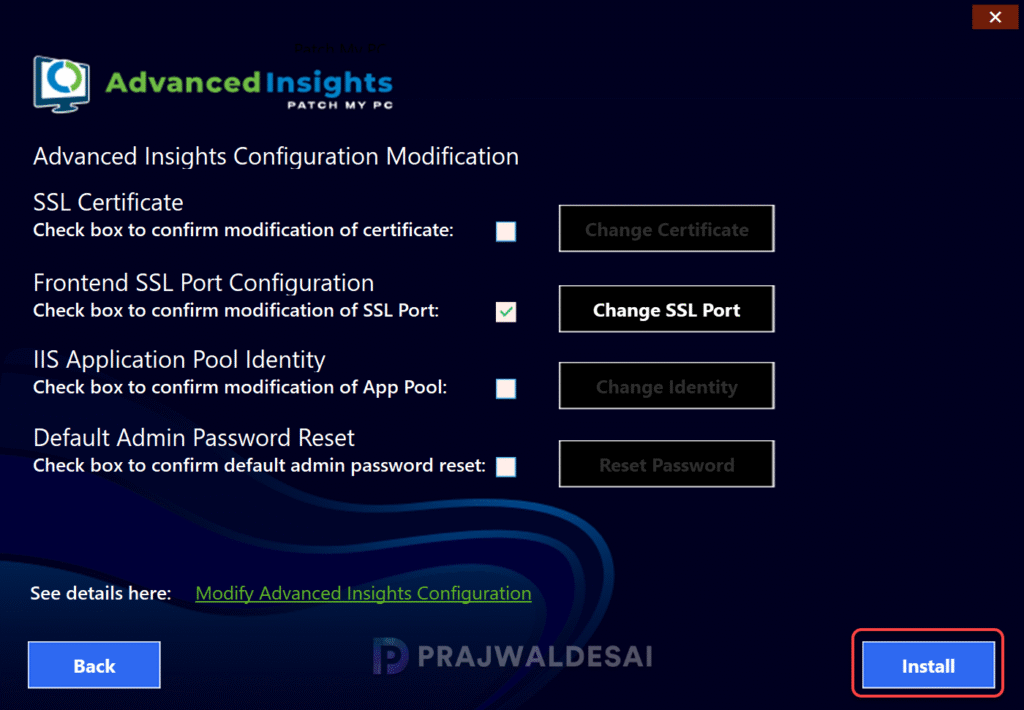 Modify SSL Port for Advanced Insights