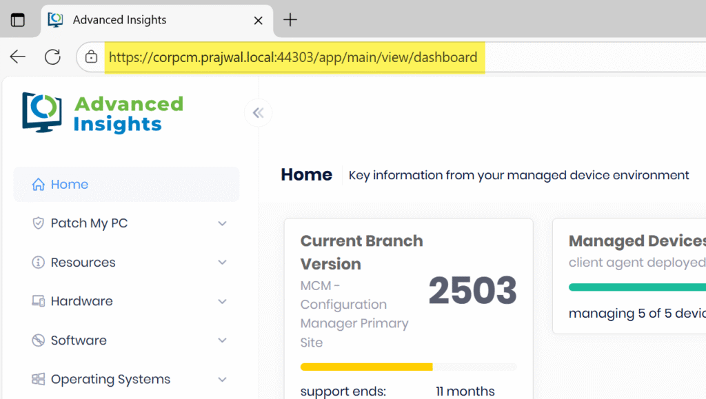 Modify Advanced Insights Dashboard SSL Port