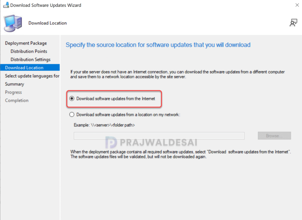 Specify download location for Windows 11 25H2 update