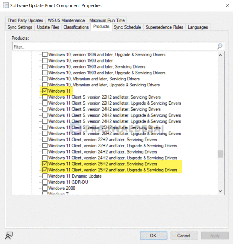 Sync Windows 11 25H2 Updates in WSUS and SUP » Prajwal Desai