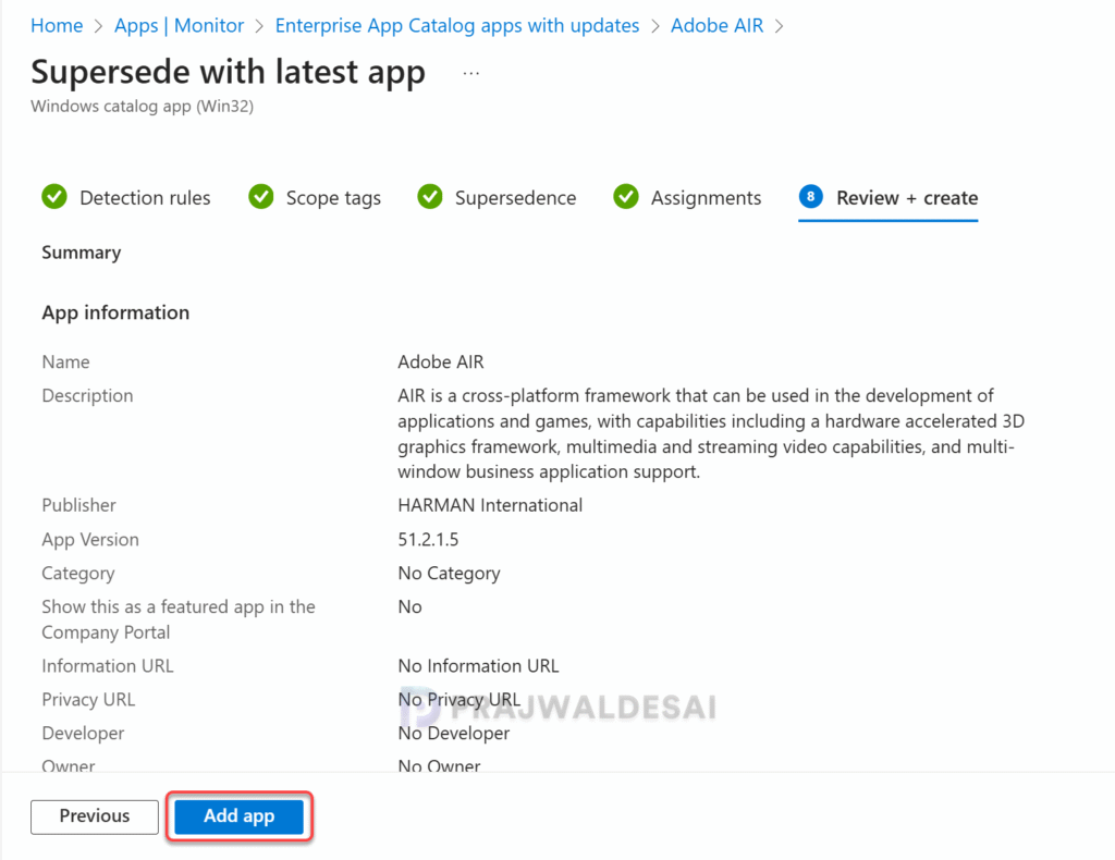 Supersede Enterprise App Catalog app with latest version