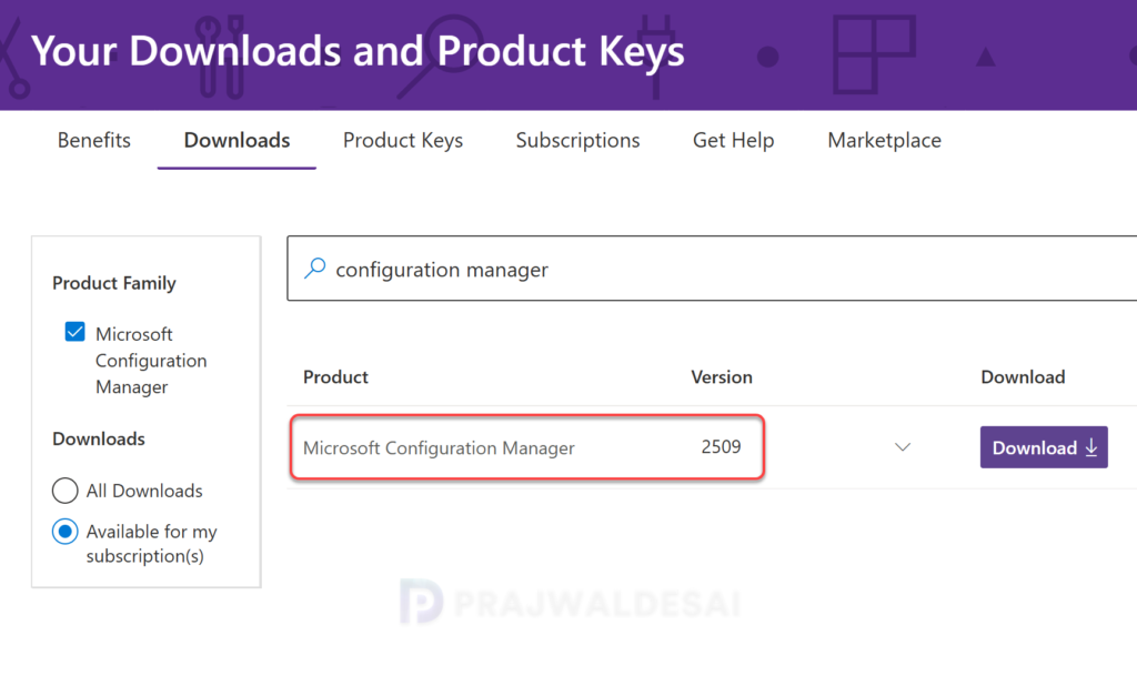Download Confguration Manager 2509 Baseline media