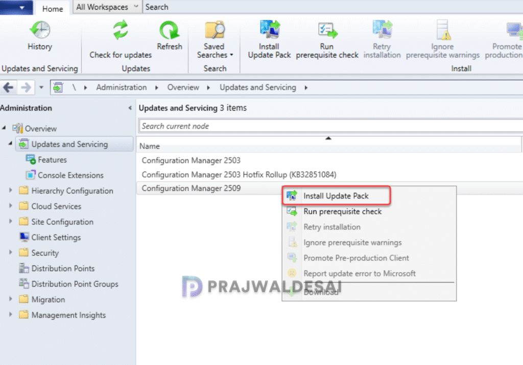 Configuration Manager 2509 Upgrade