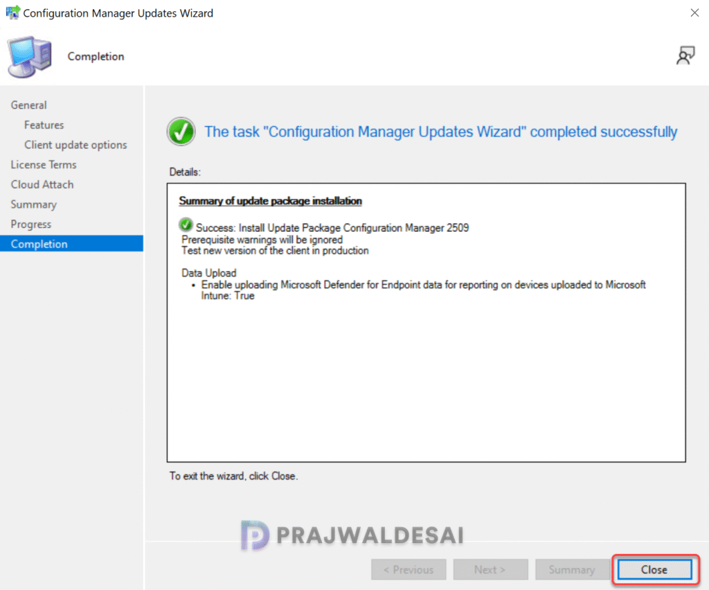 Configuration Manager 2509 Upgrade