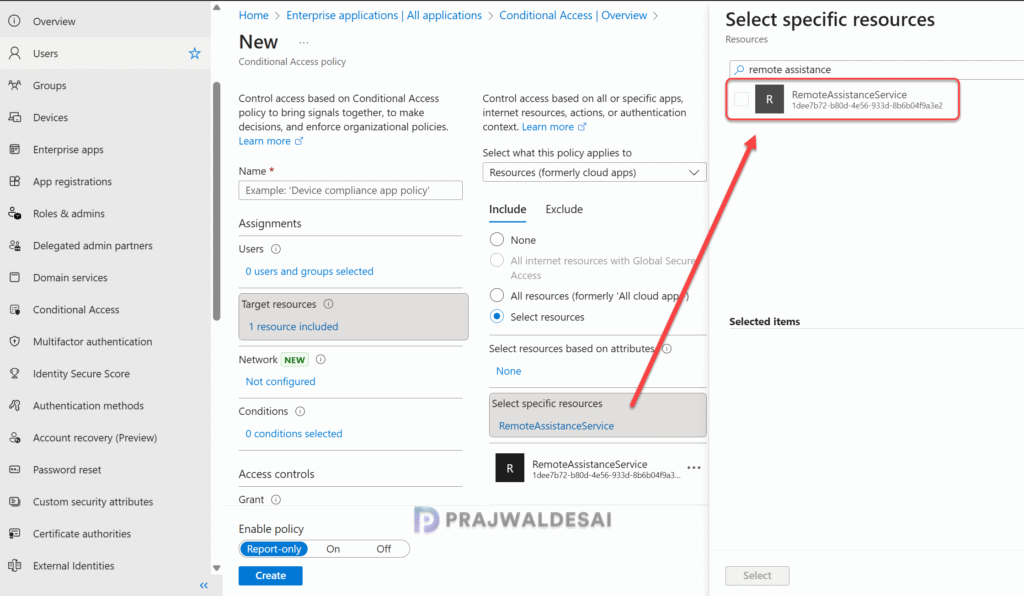 Create a Remote Help Conditional Access Policy in Microsoft Entra Admin Center