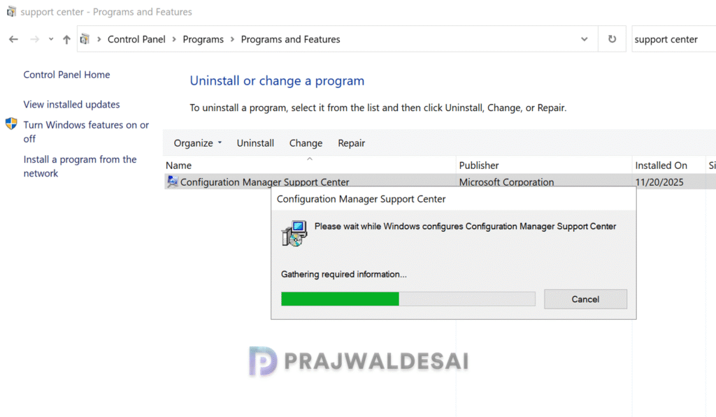 Repair Configuration Manager Support Center Tools