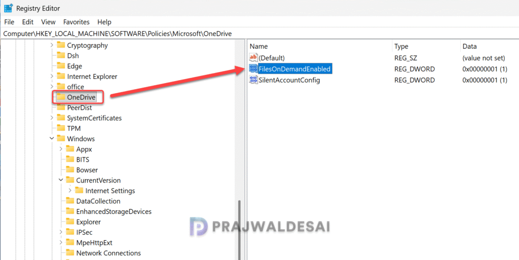 Verify if OneDrive Files on Demand is enabled via Registry