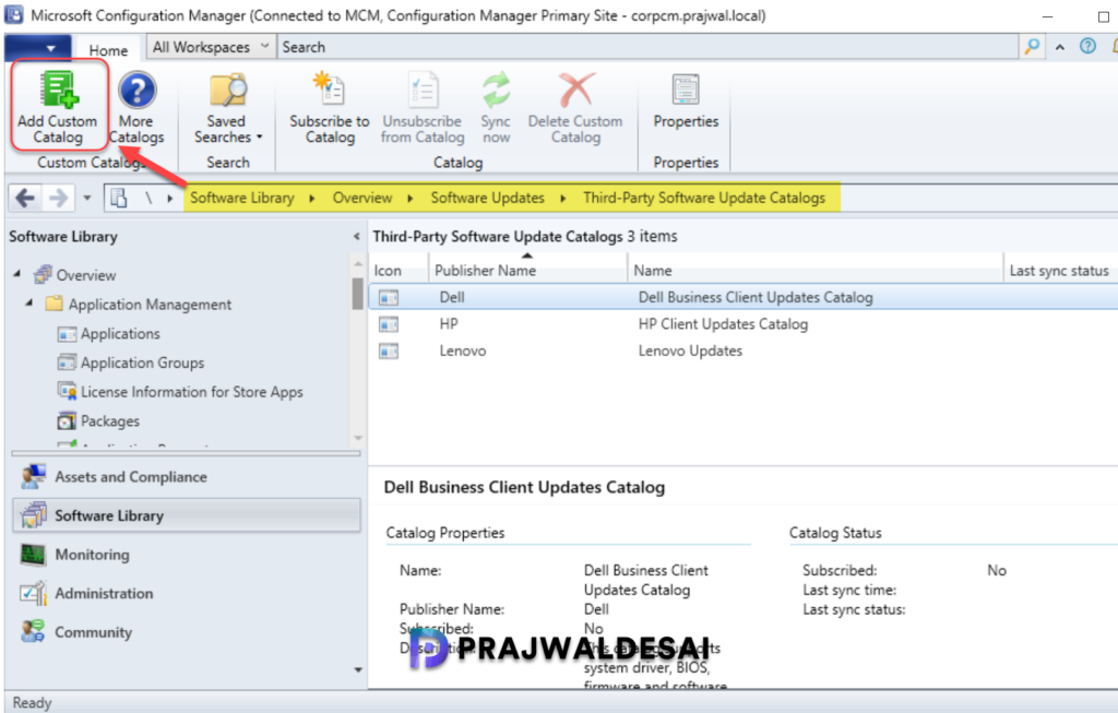Add Fujitsi Custom Catalog in SCCM