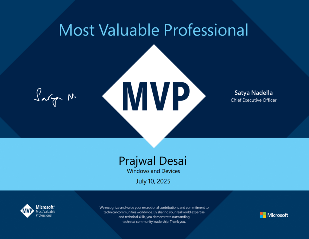Prajwal Desai Intune MVP 2025