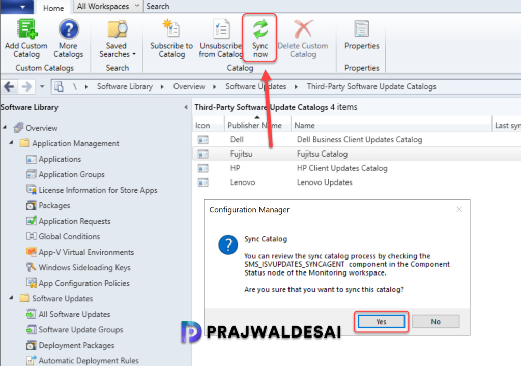 Sync Fujitsu Catalog in Configuration Manager Console