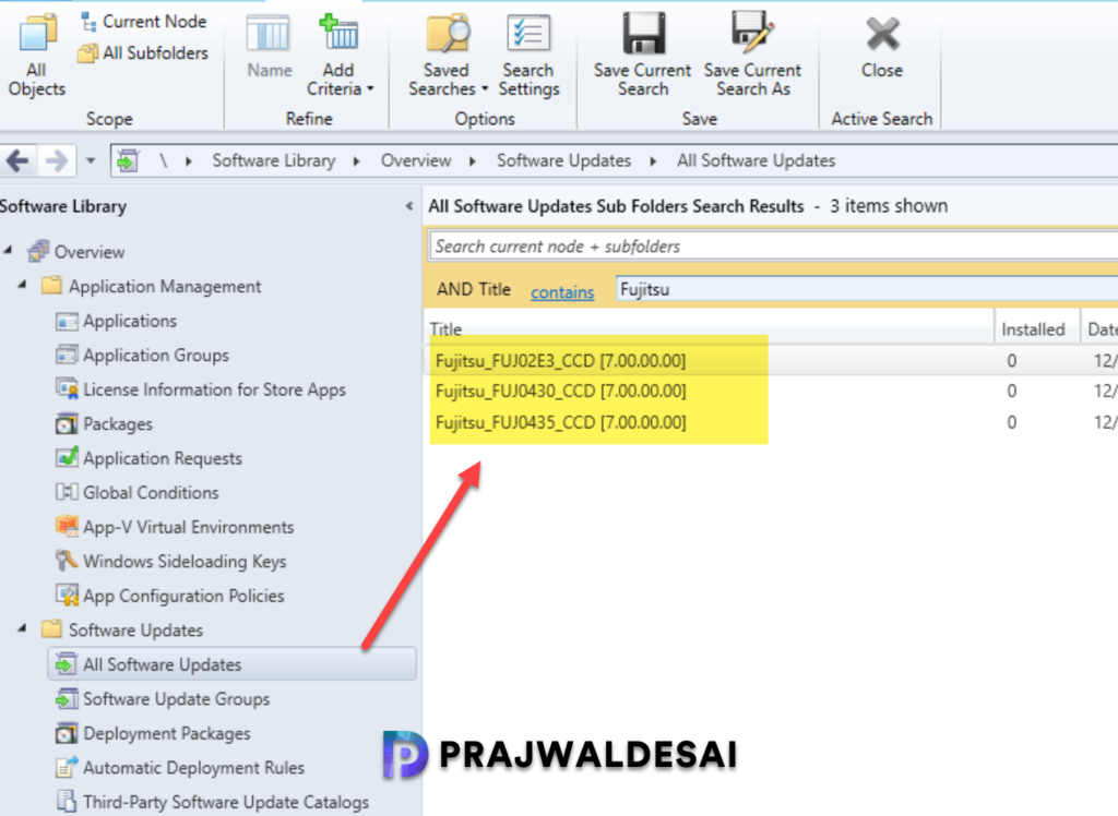 Verify Fujitsu Third-Party updates in SCCM