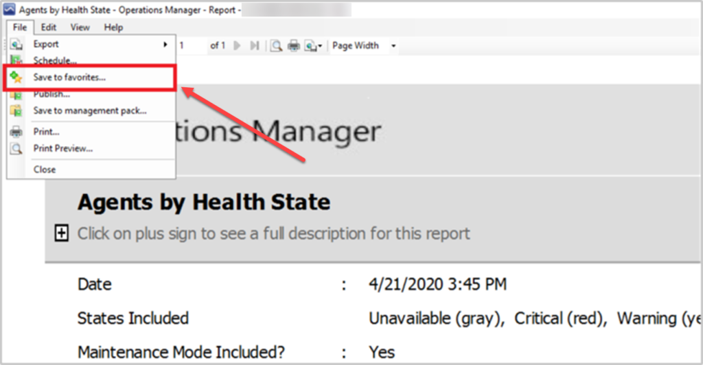 Favorite Reports in SCOM Web console