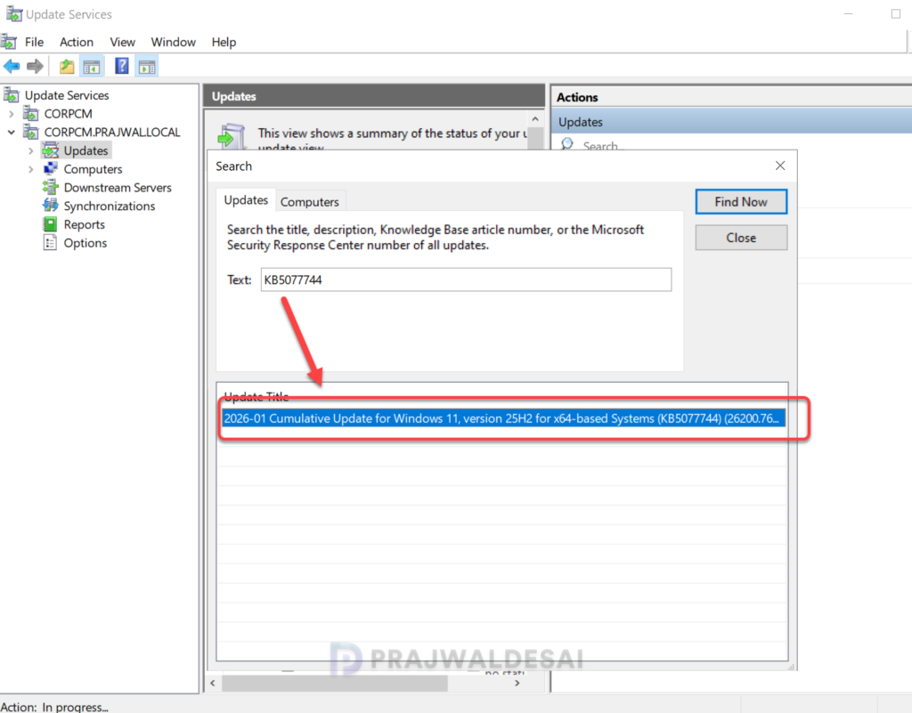 Importing KB5077744 update into WSUS