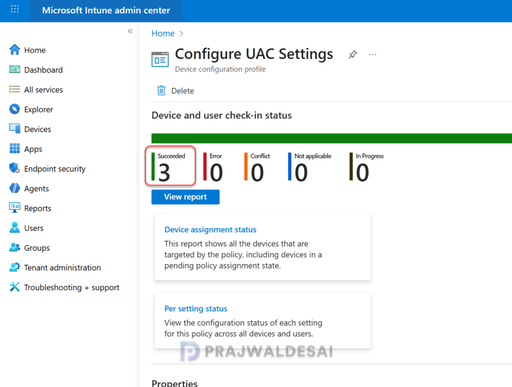 Monitoring UAC Policy in Intune