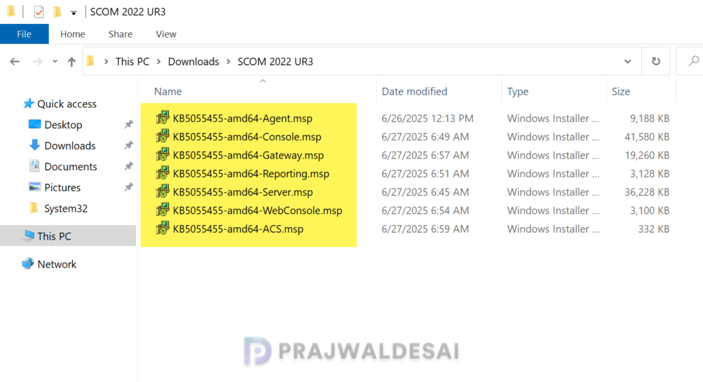 SCOM 2022 UR3 Updates for individual roles