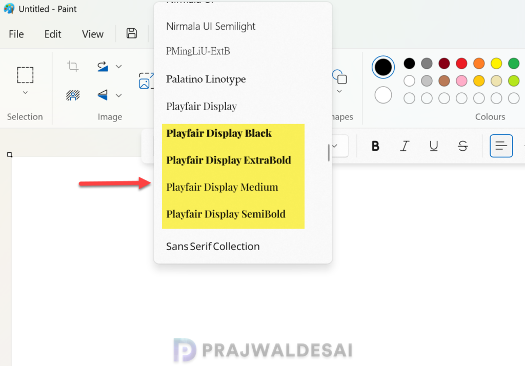 Verify Font Installation in Paint App