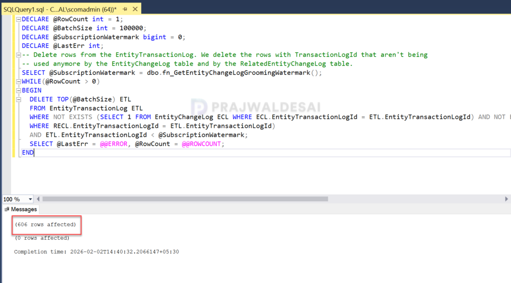 Clean up the ETL table for SCOM Database