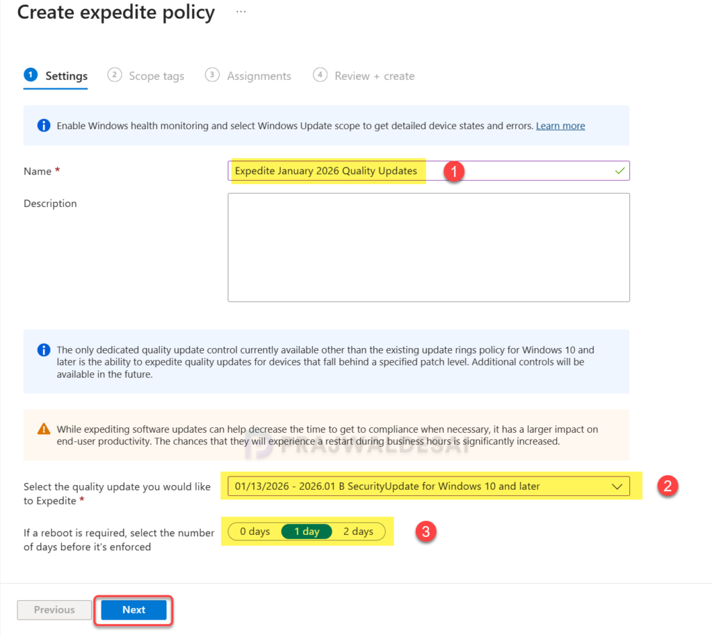 Create an Intune Policy to Expedite Windows Quality Updates