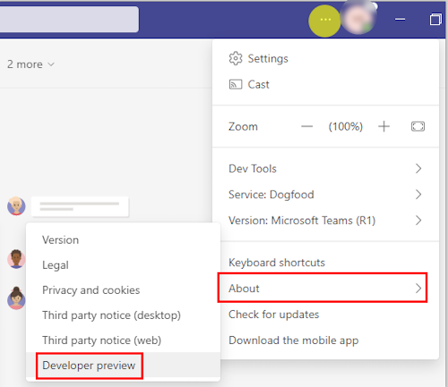 Enable Public Developer Preview in Teams Classic