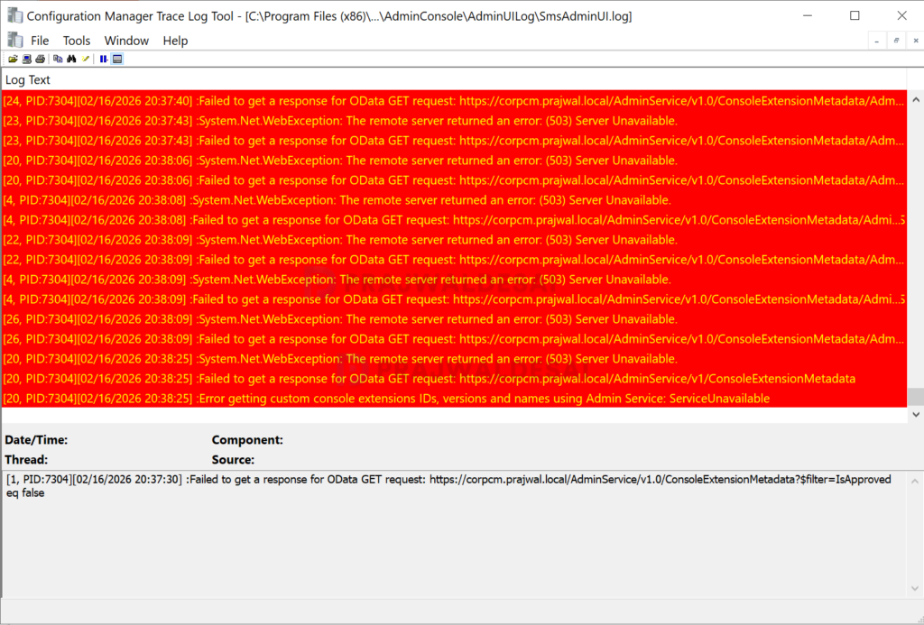 Failed to get a response for OData GET Request
