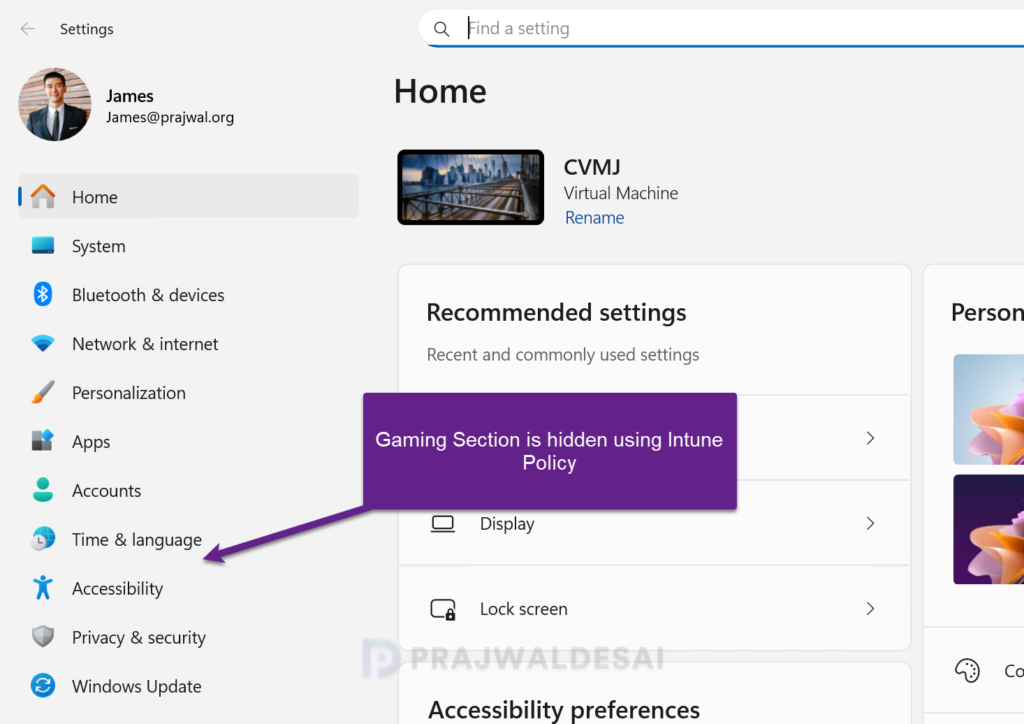 Hide Gaming in Windows Settings Using Intune