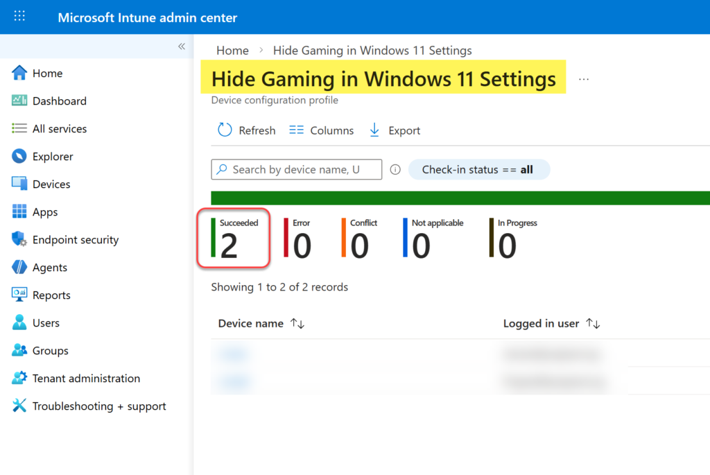Monitor Hide Gaming Section in Windows Settings Policy
