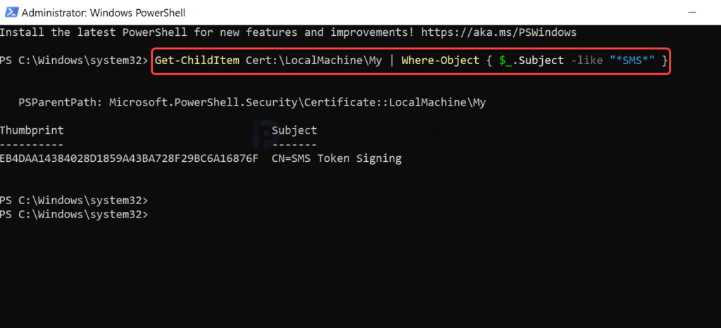 Verify SCCM generated certificate