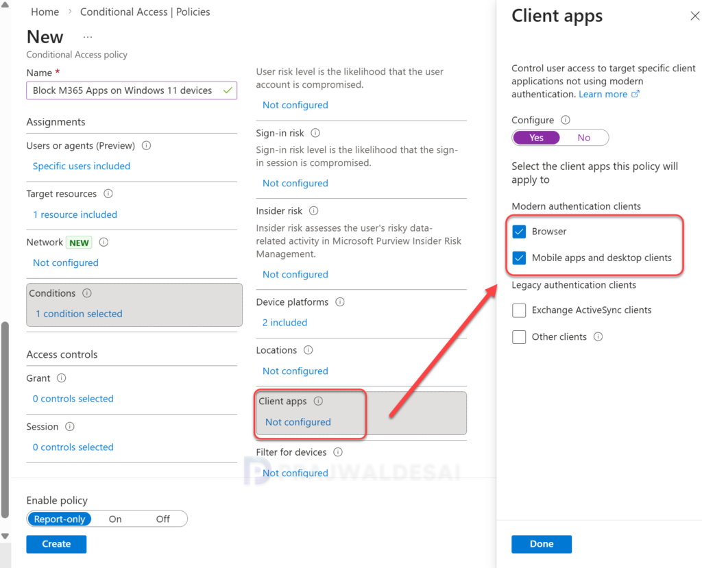 Client Apps - Conditional Access Policy