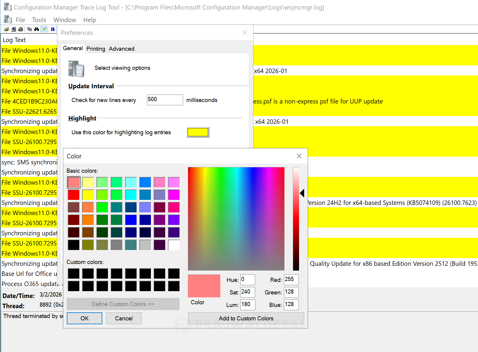 Change Highlight Color of Log Entries in CMTrace » Prajwal Desai