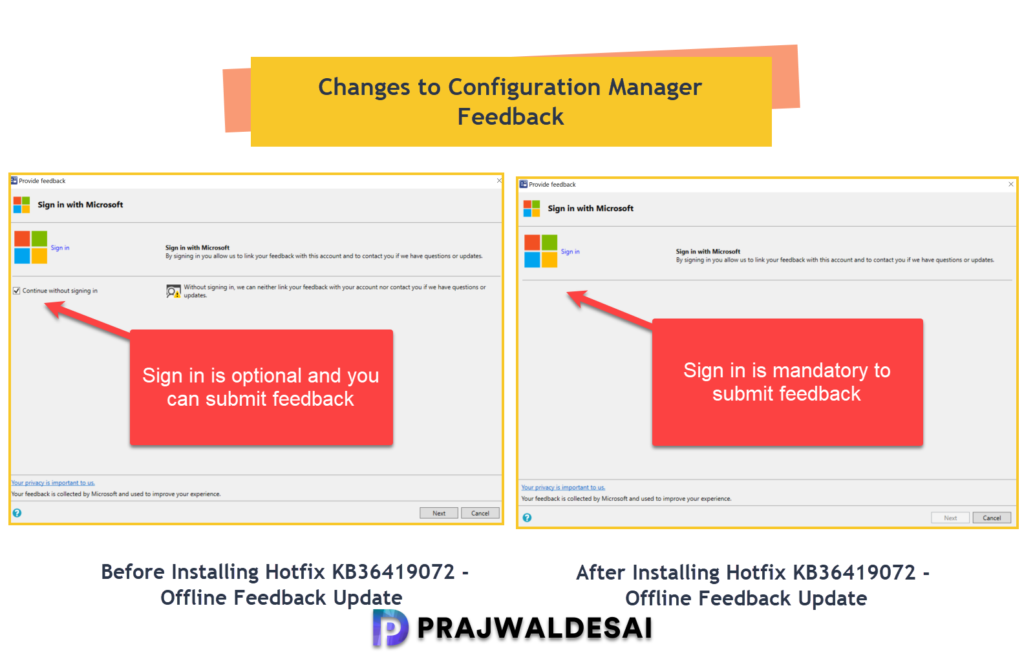 Changes to Configuration Manager Feedback