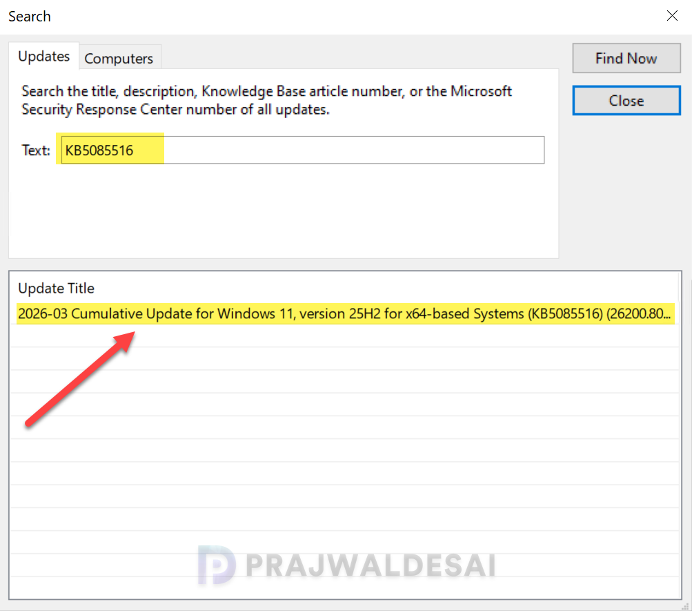 Deploy KB5085516 OOB Update with WSUS SCCM