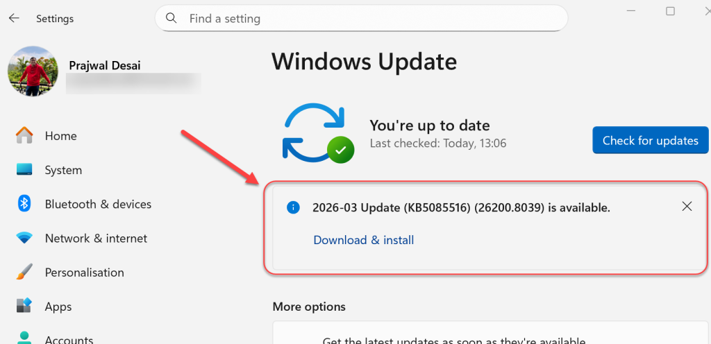 Installing KB5085516 on Windows 11 24H2 and 25H2