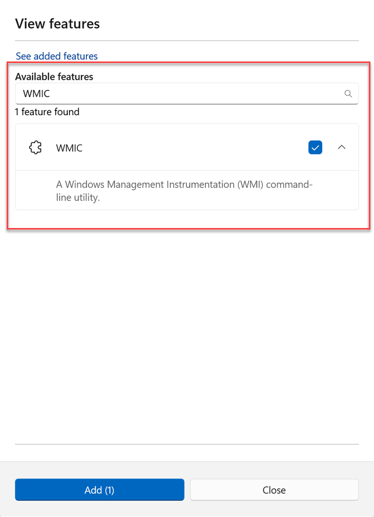 WMIC is available as a Feature on Demand (FOD)
