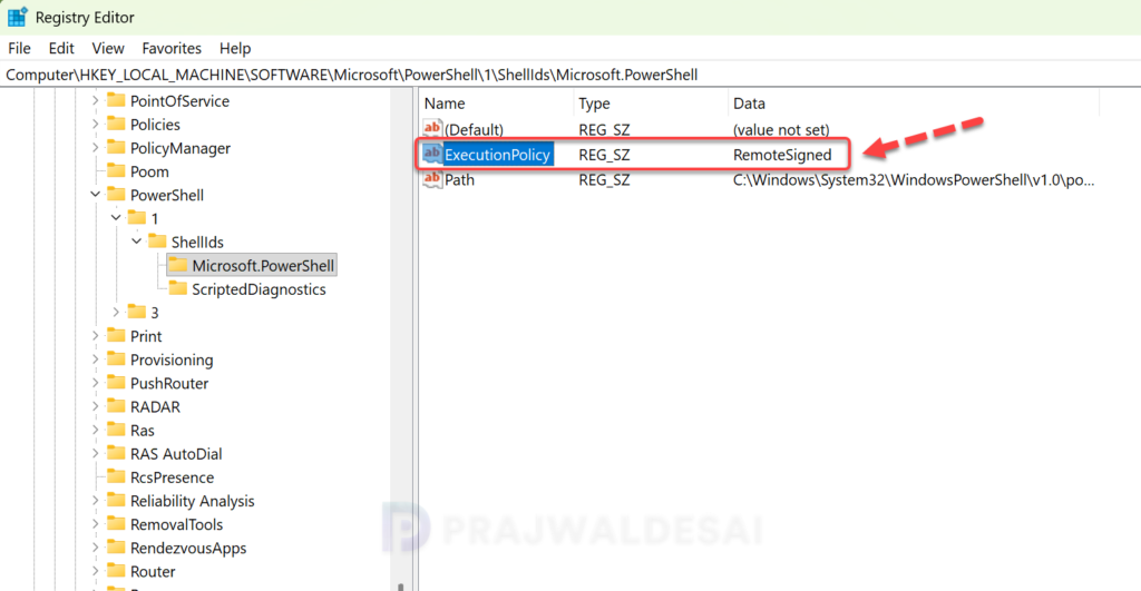 Check PowerShell Execution Policy in Windows Registry
