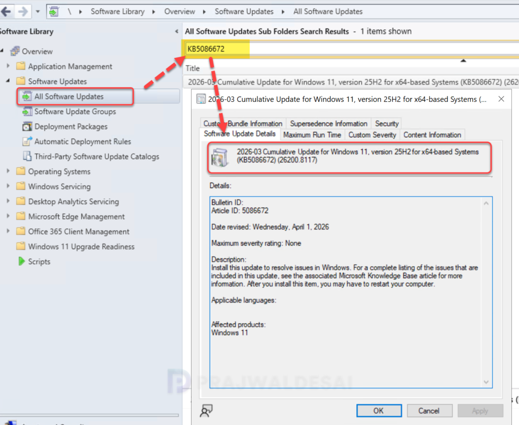 Deploy KB5086672 Update with SCCM