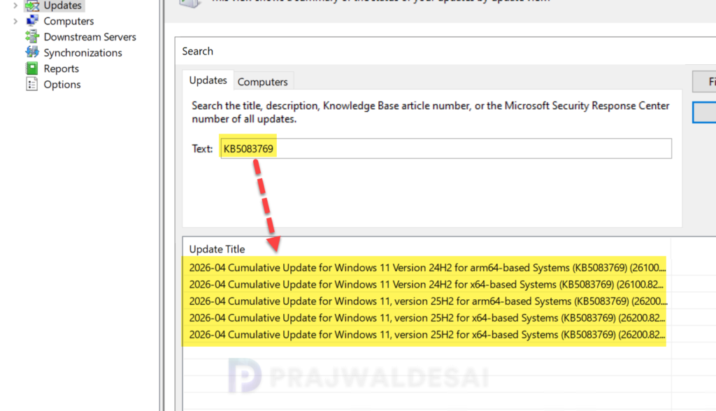 Deploying KB5083769 Update via WSUS