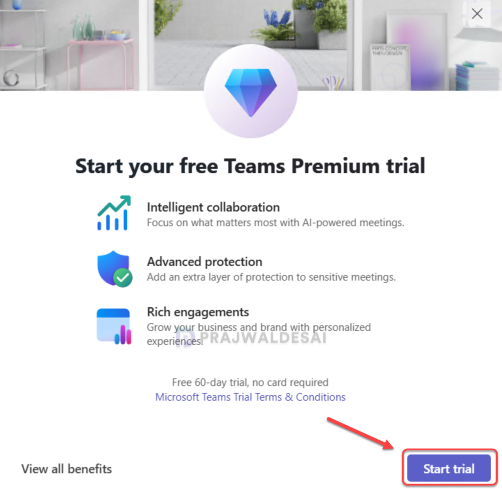 End User Experience - Teams Premium Trial