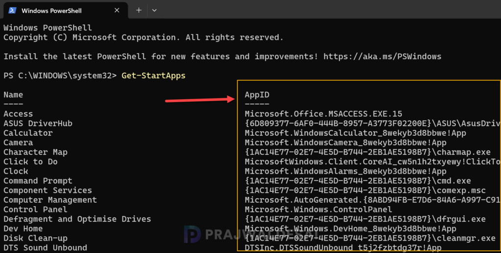 Find Application User Model IDs of All Apps using PowerShell