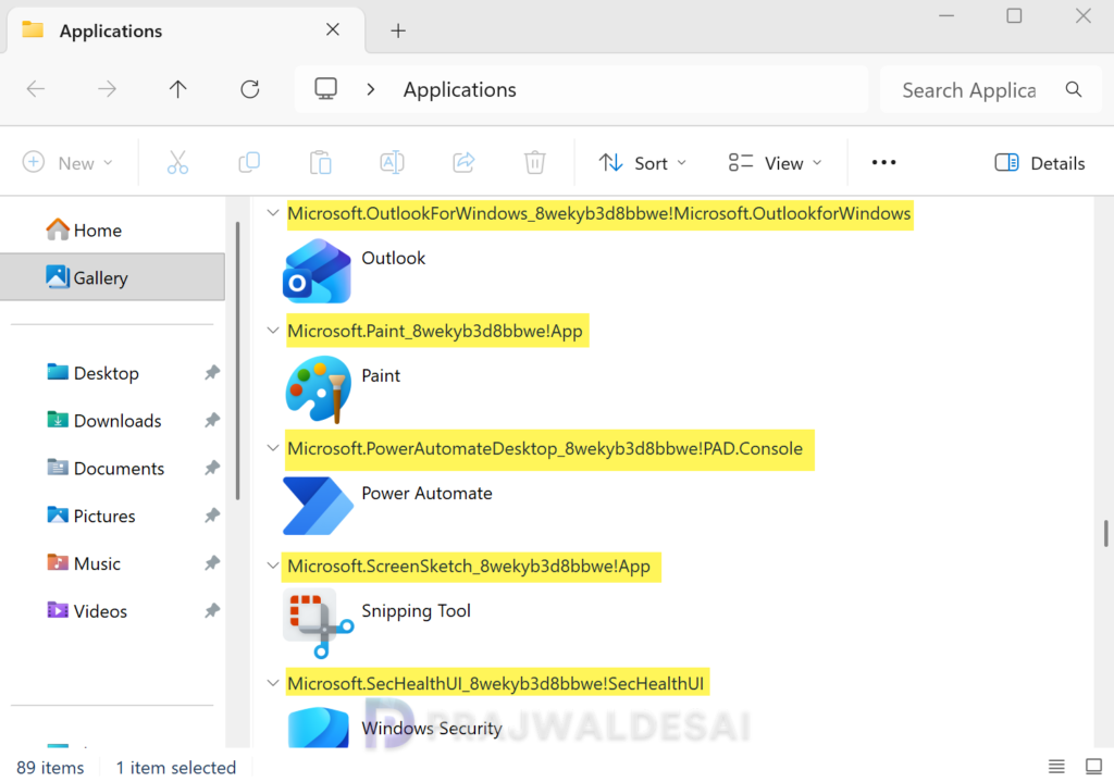 Find Application User Model IDs of Installed apps via File Explorer