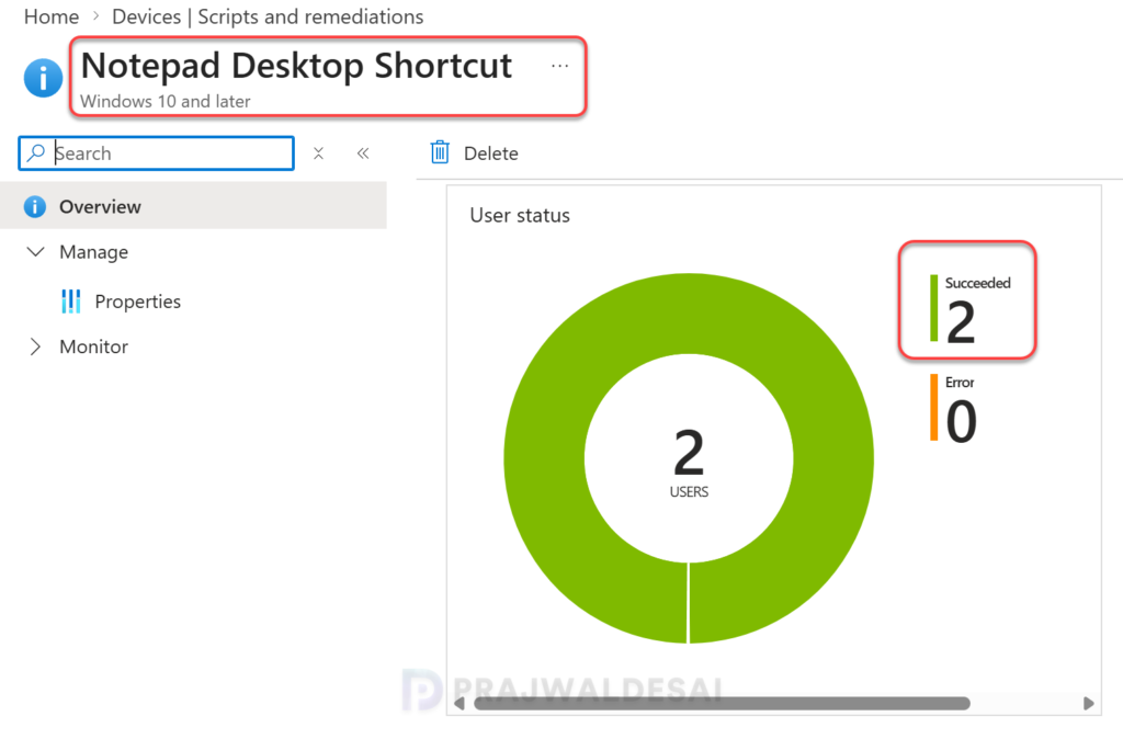 Monitor Desktop Shortcuts Script deployment