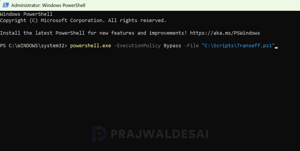 Set PowerShell execution policy to Bypass