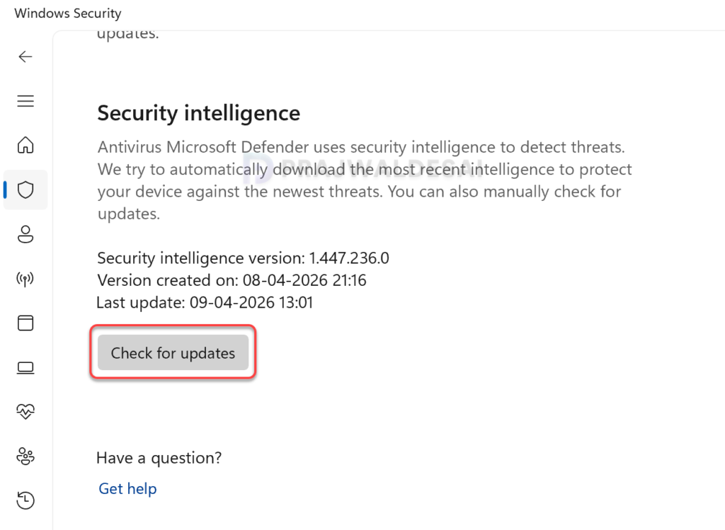 Update Microsoft Defender Security Intelligence version