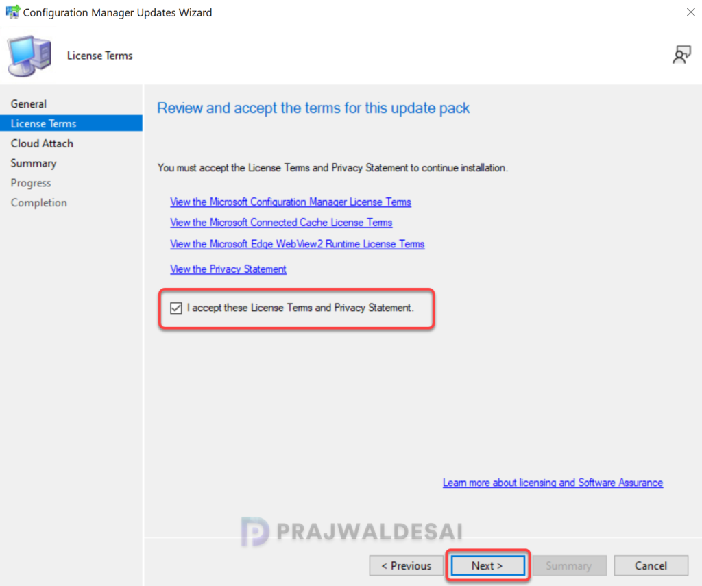 Accept ConfigMgr Hotfix KB35360093 License Terms