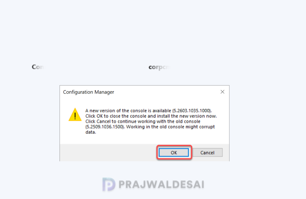 Configuration Manager 2603 Console Upgrade