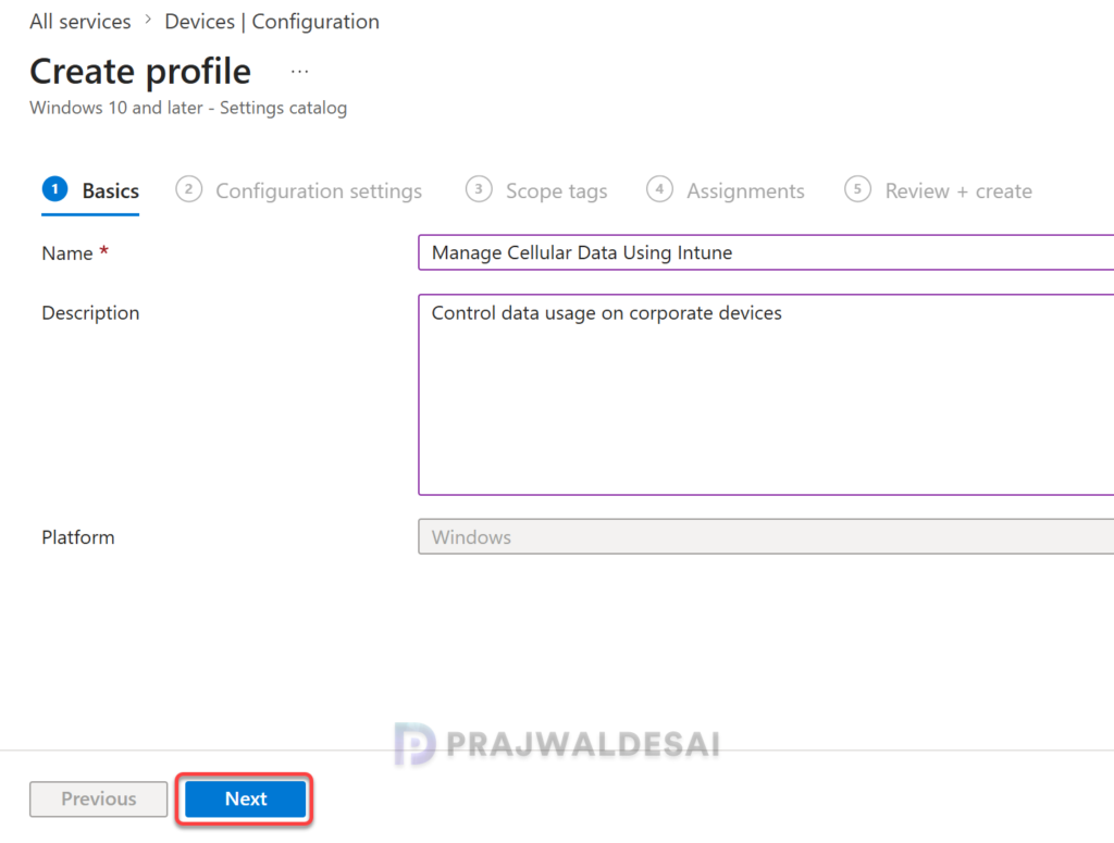 Create a profile to manage cellular data for Windows devices