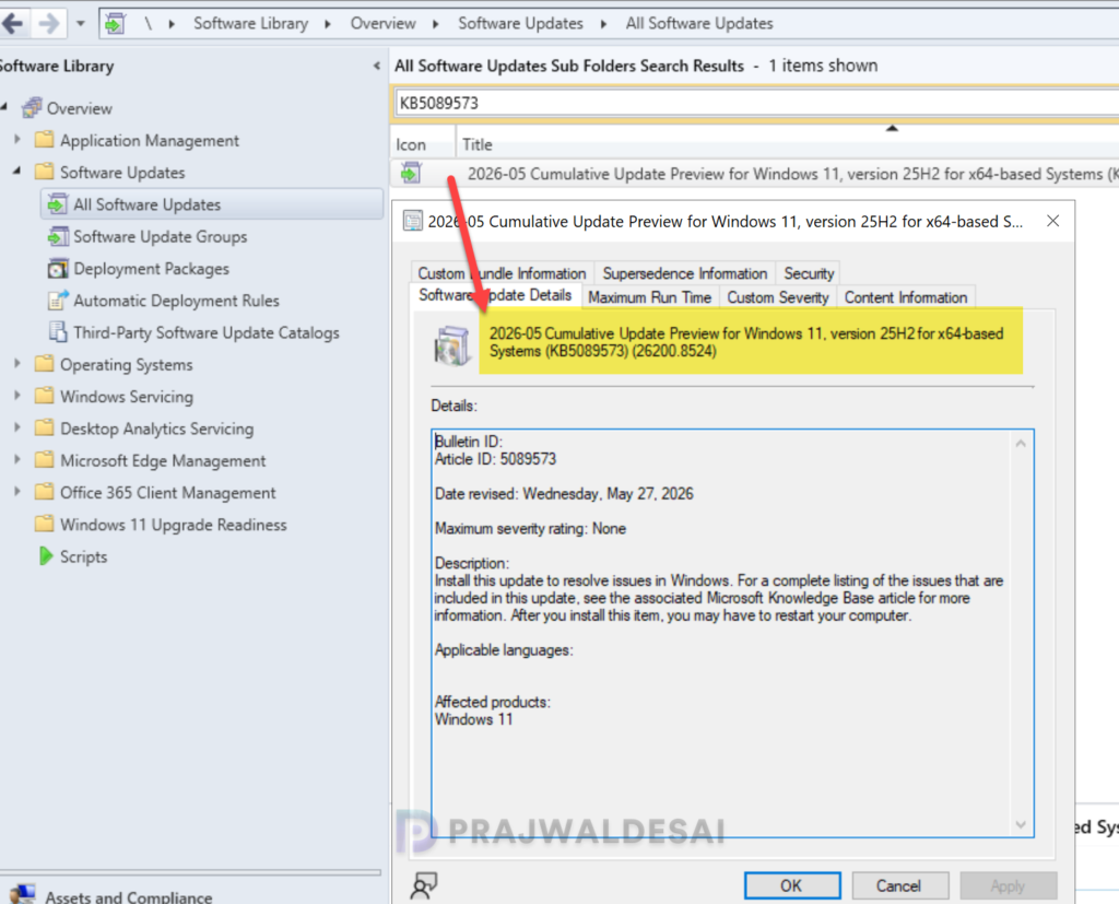 Deploy KB5089573 Update via SCCM