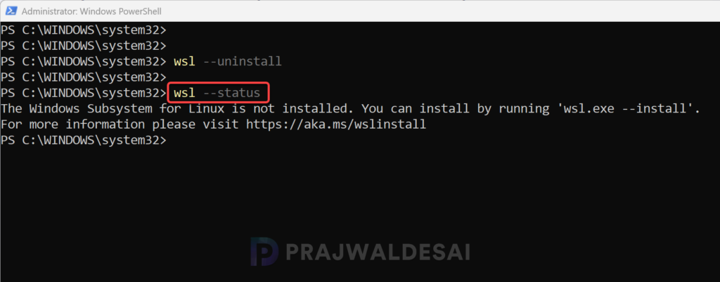 How to check whether WSL is fully removed
