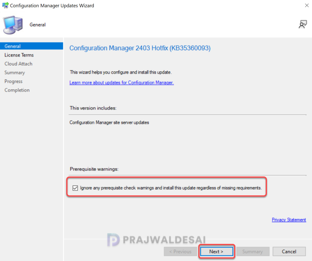 Install ConfigMgr Hotfix KB35360093